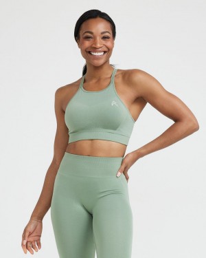 Oner Active Effortless Seamless High Neck Bralette Sports Bras Olivgrün | IBZNOQW-18