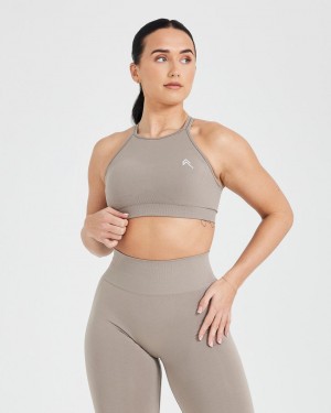 Oner Active Effortless Seamless High Neck Bralette Sports Bras Grau | UDKWJBF-49