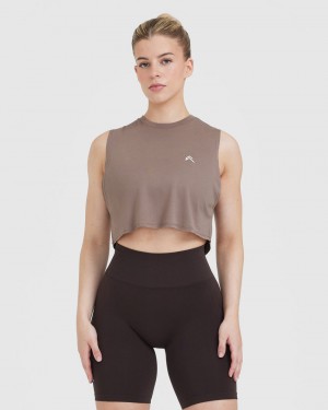 Oner Active Go To Muscle Crop T-shirts Braun | GKRAQNH-28