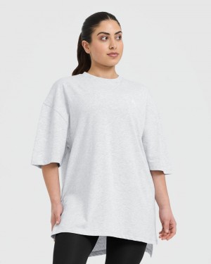 Oner Active Klassische Longline T-shirts Hellgrau | TLCZFQJ-30