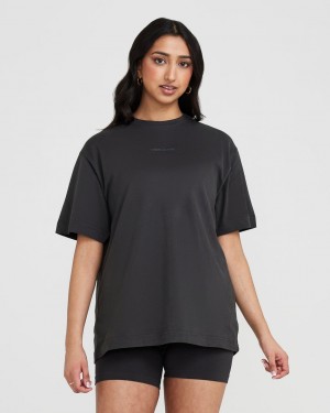 Oner Active Klassische Mirror Graphic Oversized T-shirts Schwarz | YXPQIWV-38