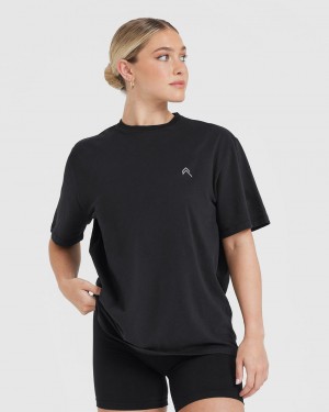 Oner Active Klassische Oversized Laufschuhe T-shirts Schwarz | UNMLCJP-30