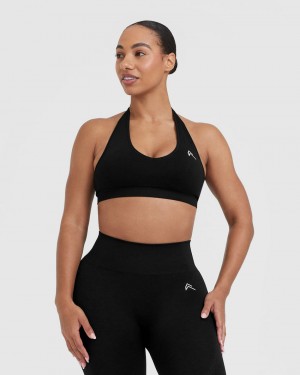 Oner Active Klassische Seamless 2.0 Halter Neck Bralette Sports Bras Schwarz | IWPCNEQ-51