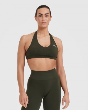 Oner Active Klassische Seamless 2.0 Halter Neck Bralette Sports Bras Khaki | BXGZNAP-52