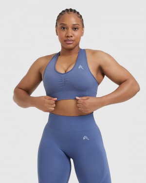 Oner Active Klassische Seamless 2.0 V-Neck Bralette Sports Bras Blau | QWMBOUK-94