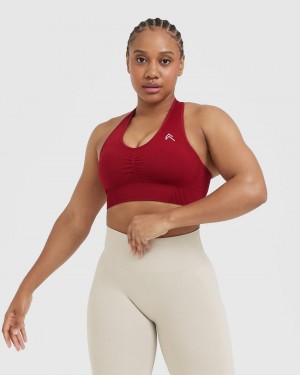 Oner Active Klassische Seamless 2.0 V-Neck Bralette Sports Bras Rot Bordeaux | EBYRCVP-39