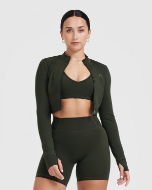 Oner Active Timeless Crop Jacken Khaki | OJDTYBW-71