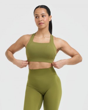 Oner Active Timeless Weite Riemen Sports Bras Olivgrün Grün | HWVIKCQ-14