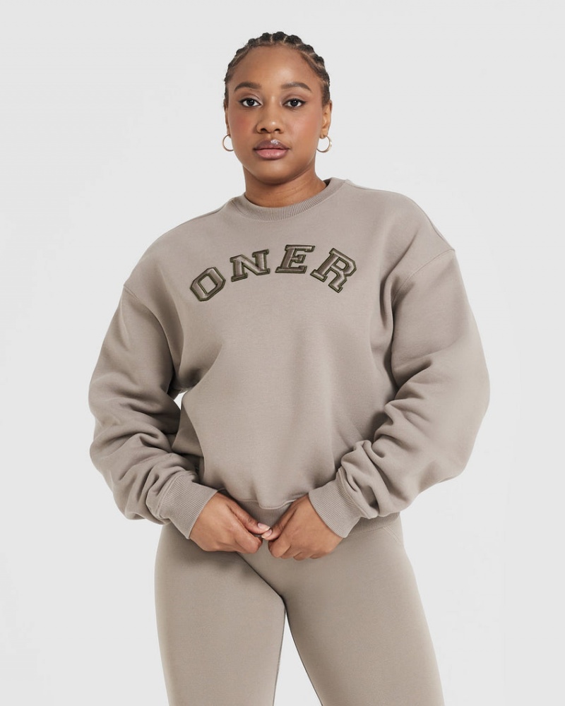 Oner Active All Day Varsity Oversized Sweatshirts Grau | IUGJOAC-27