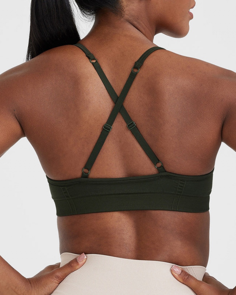 Oner Active Effortless Riemchen Bralette Sports Bras Khaki | JTXMSPD-97