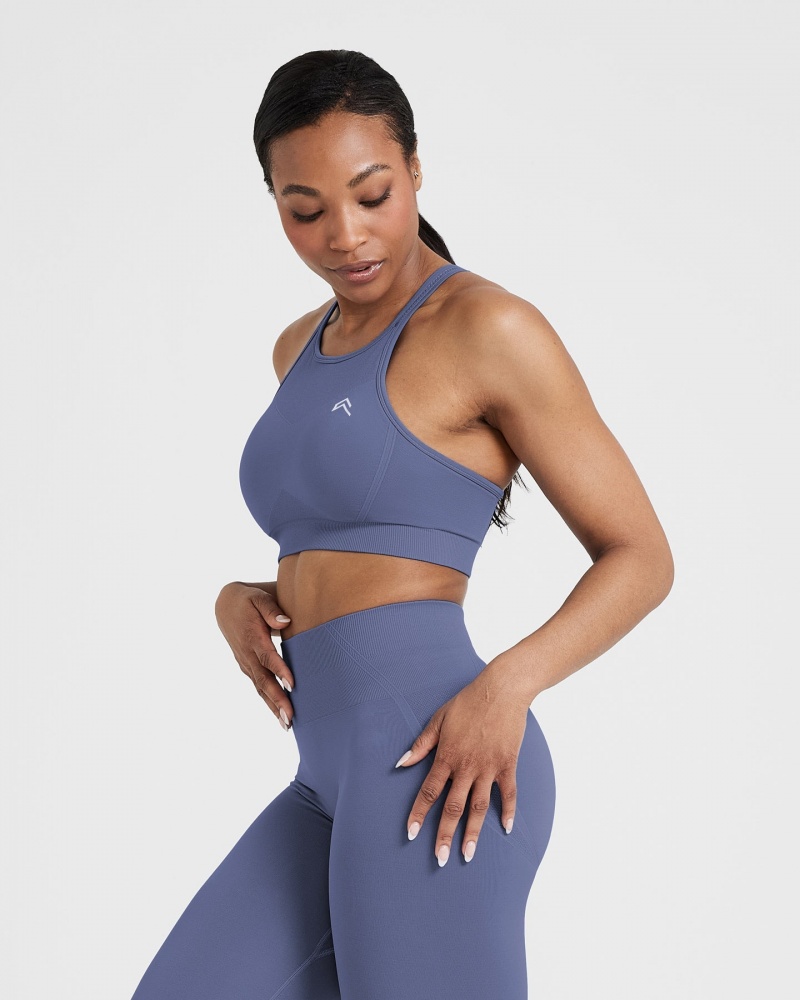 Oner Active Effortless Seamless High Neck Bralette Sports Bras Blau | IVXMARE-06