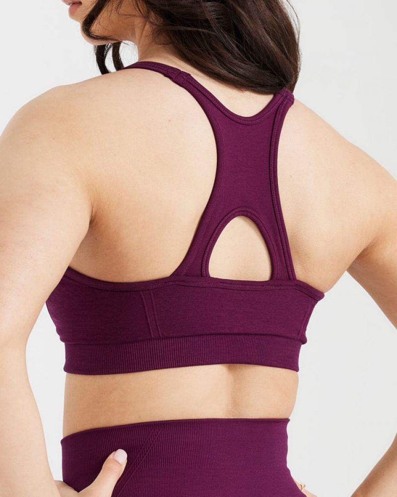 Oner Active Effortless Seamless High Neck Bralette Sports Bras Bordeaux | KBFMPWX-51