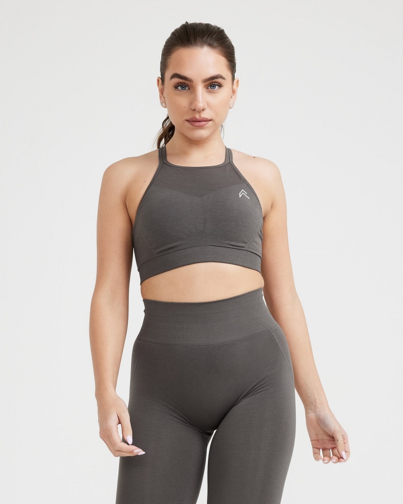 Oner Active Effortless Seamless High Neck Bralette Sports Bras Tiefesgrau Braun | LYICUHD-08