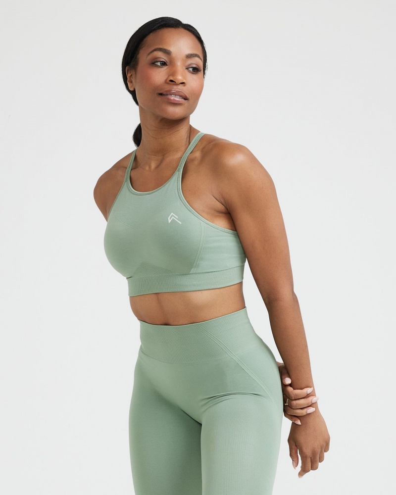 Oner Active Effortless Seamless High Neck Bralette Sports Bras Olivgrün | IBZNOQW-18