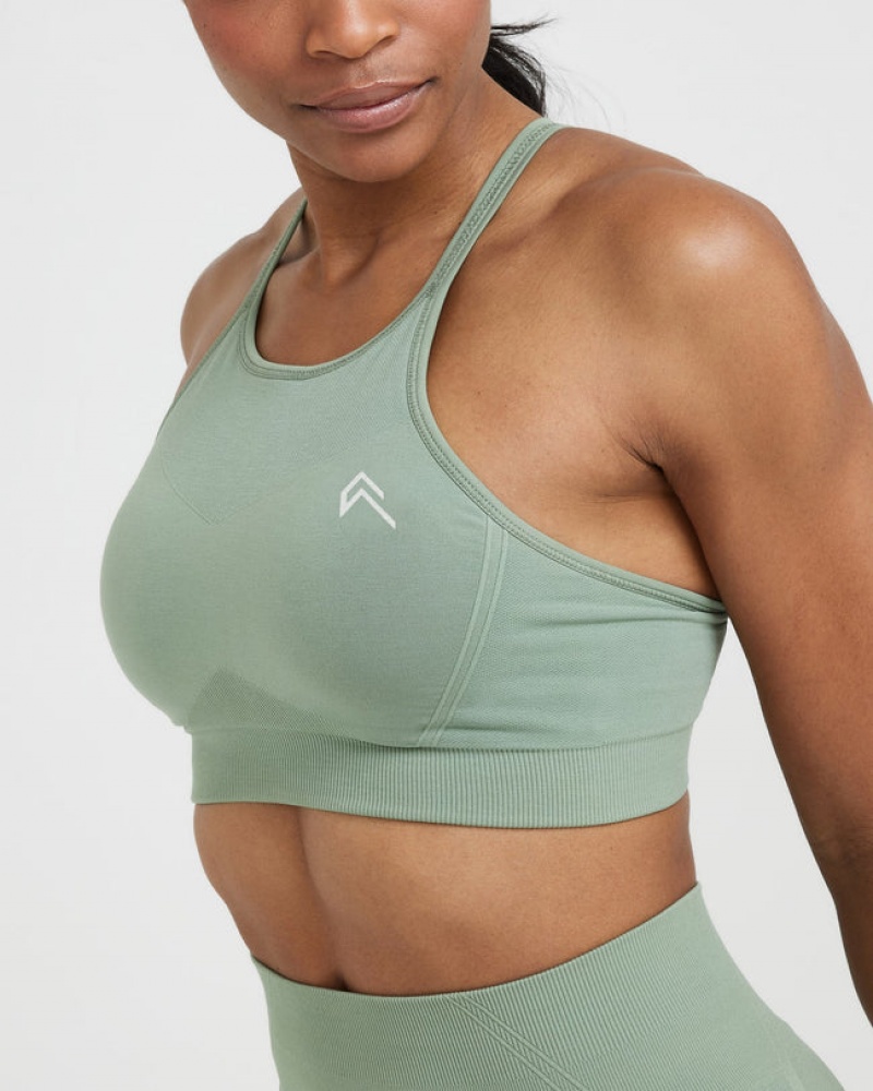 Oner Active Effortless Seamless High Neck Bralette Sports Bras Olivgrün | IBZNOQW-18