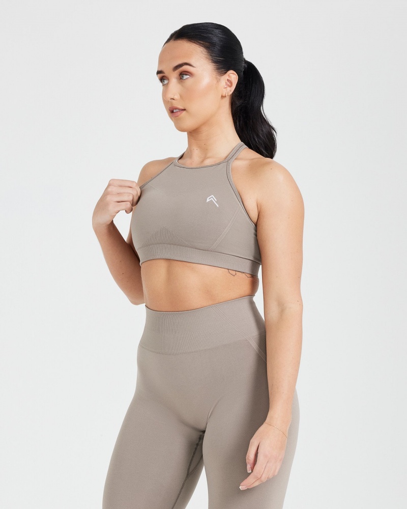 Oner Active Effortless Seamless High Neck Bralette Sports Bras Grau | UDKWJBF-49