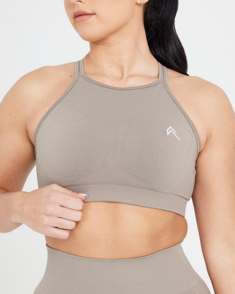 Oner Active Effortless Seamless High Neck Bralette Sports Bras Grau | UDKWJBF-49