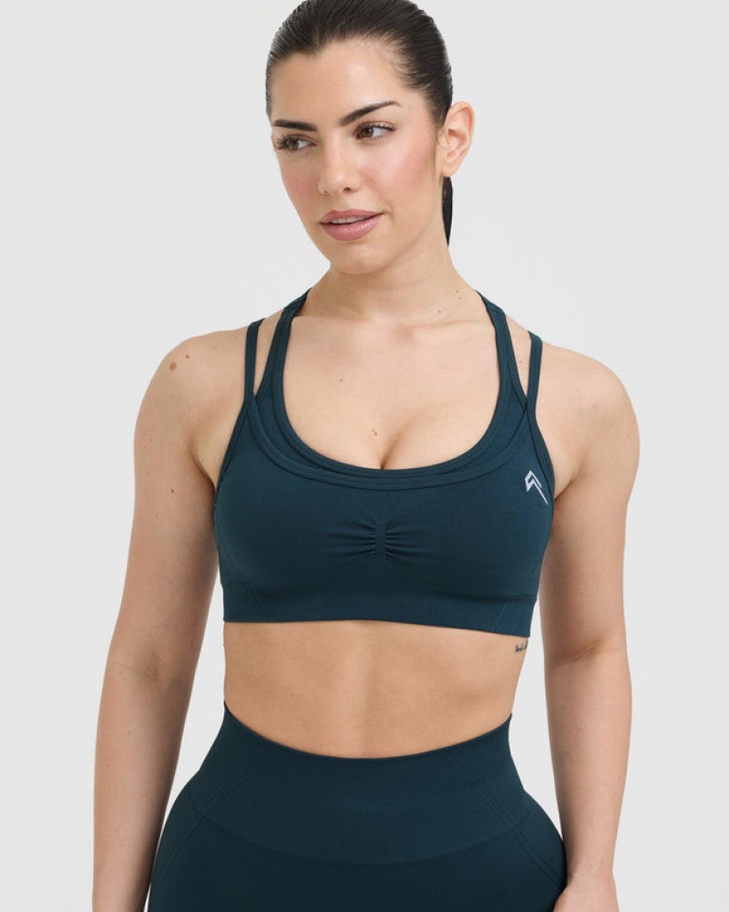 Oner Active Effortless Seamless Layered Sports Bras Blau | KXUTSEW-57