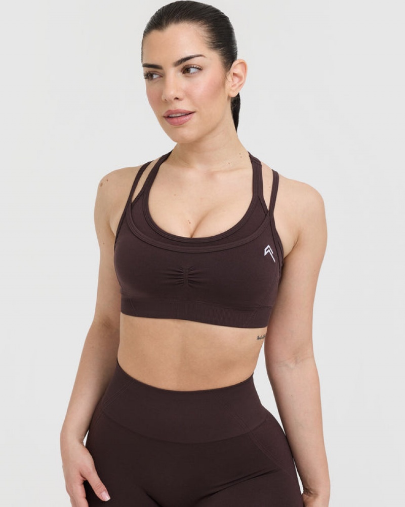 Oner Active Effortless Seamless Layered Sports Bras Lila Braun | SQZBIXJ-90