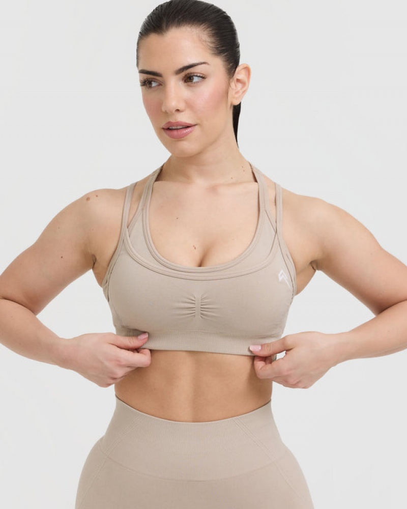 Oner Active Effortless Seamless Layered Sports Bras Hellbraun | OHKALXG-67