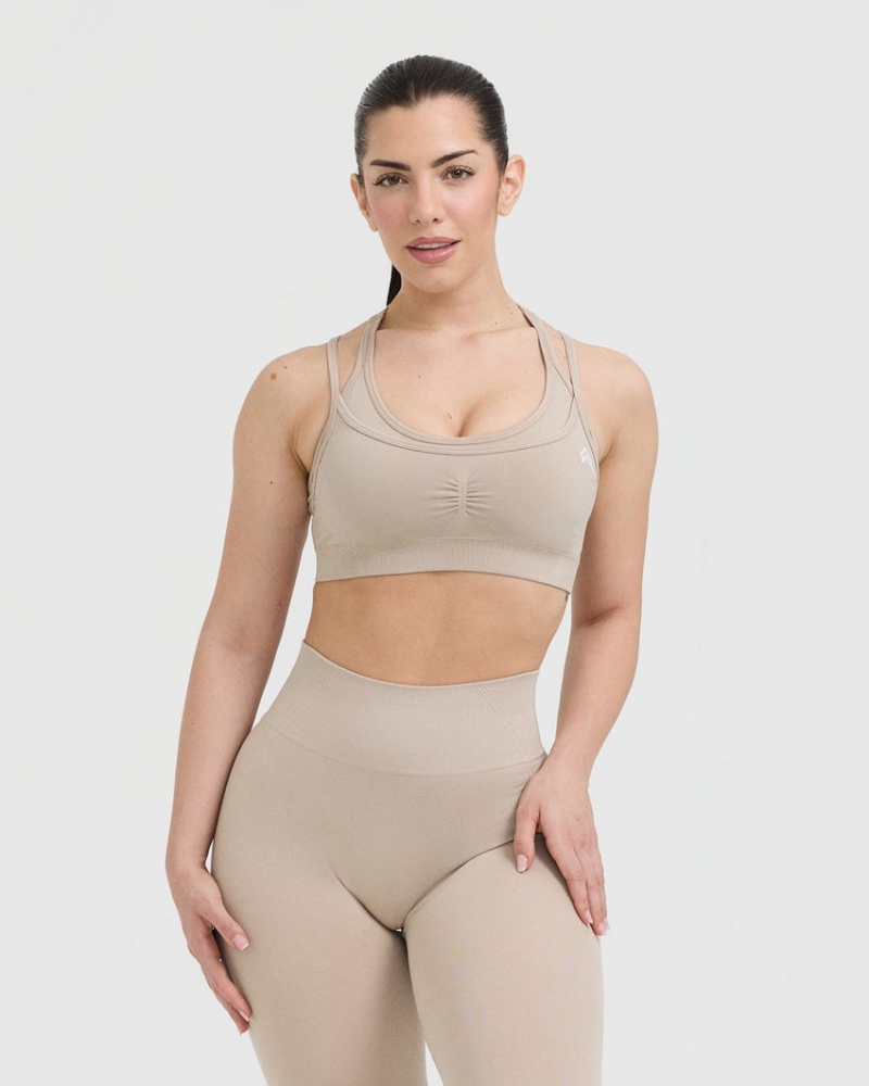 Oner Active Effortless Seamless Layered Sports Bras Hellbraun | OHKALXG-67