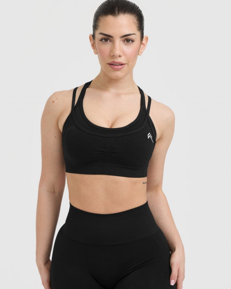 Oner Active Effortless Seamless Layered Sports Bras Schwarz | XMFYZHR-73