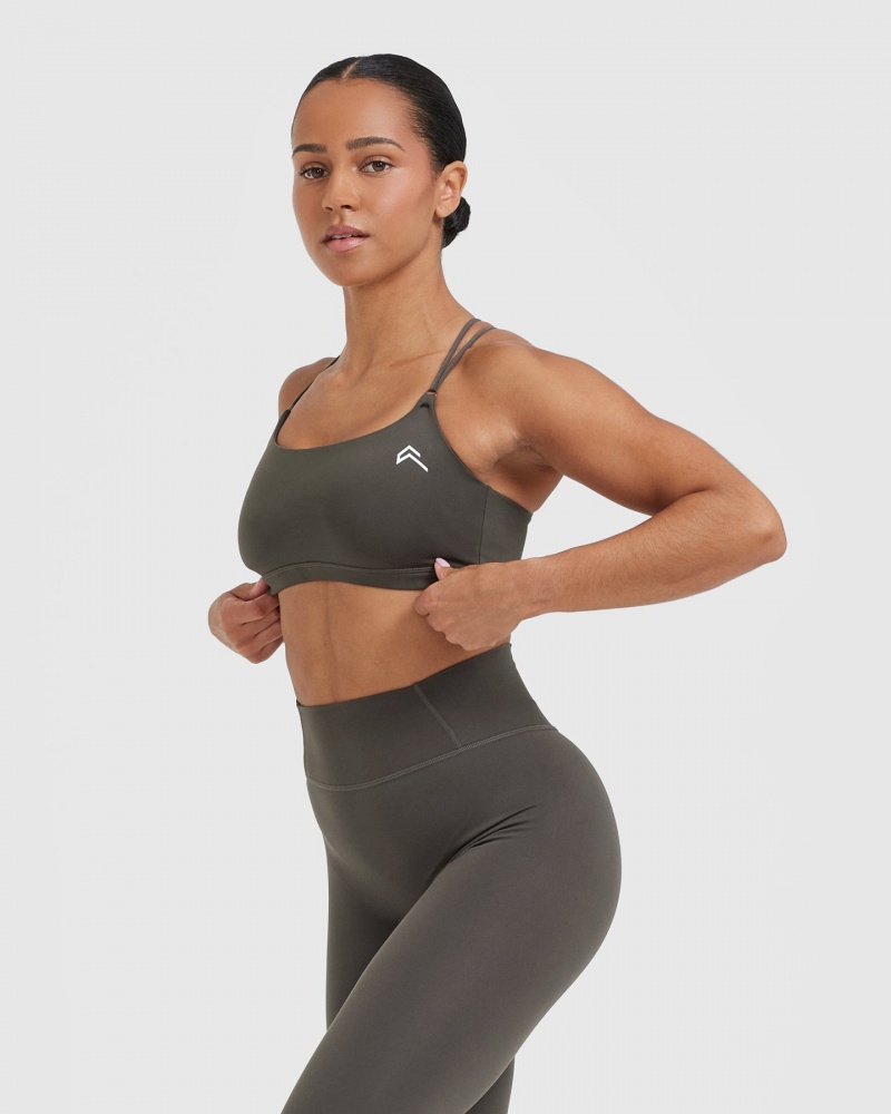 Oner Active Everyday Cross Over Bralette Sports Bras Tiefesgrau Braun | ZONILUA-13