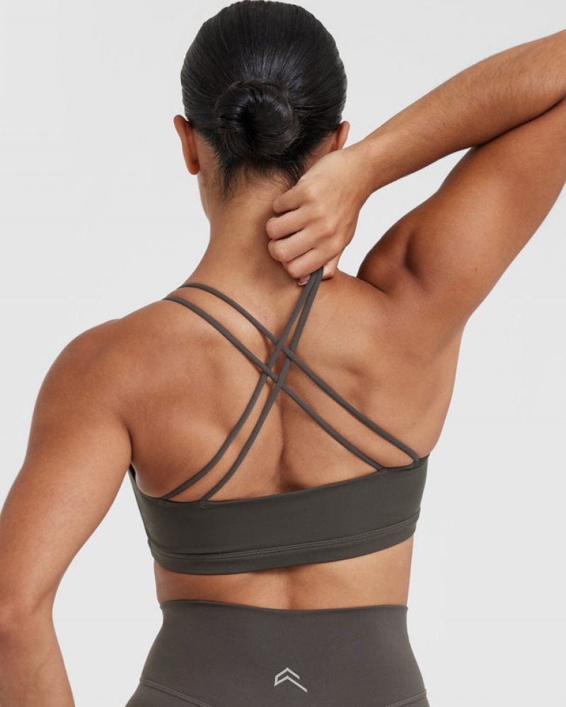 Oner Active Everyday Cross Over Bralette Sports Bras Tiefesgrau Braun | ZONILUA-13