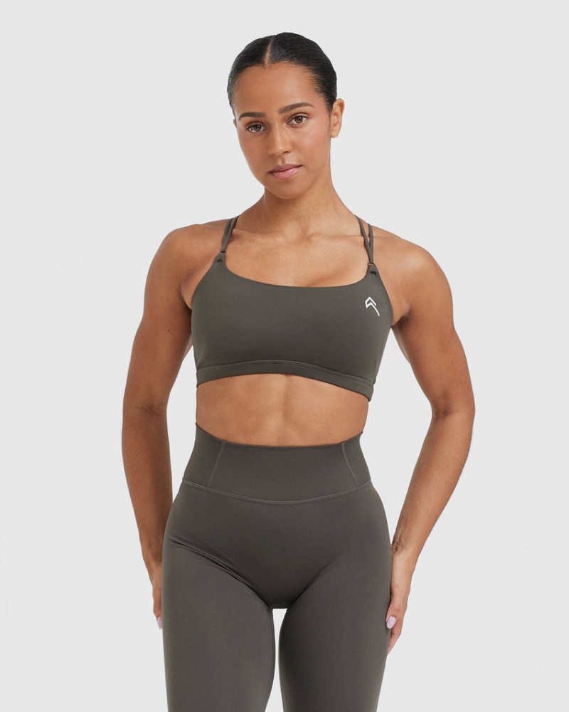 Oner Active Everyday Cross Over Bralette Sports Bras Tiefesgrau Braun | ZONILUA-13