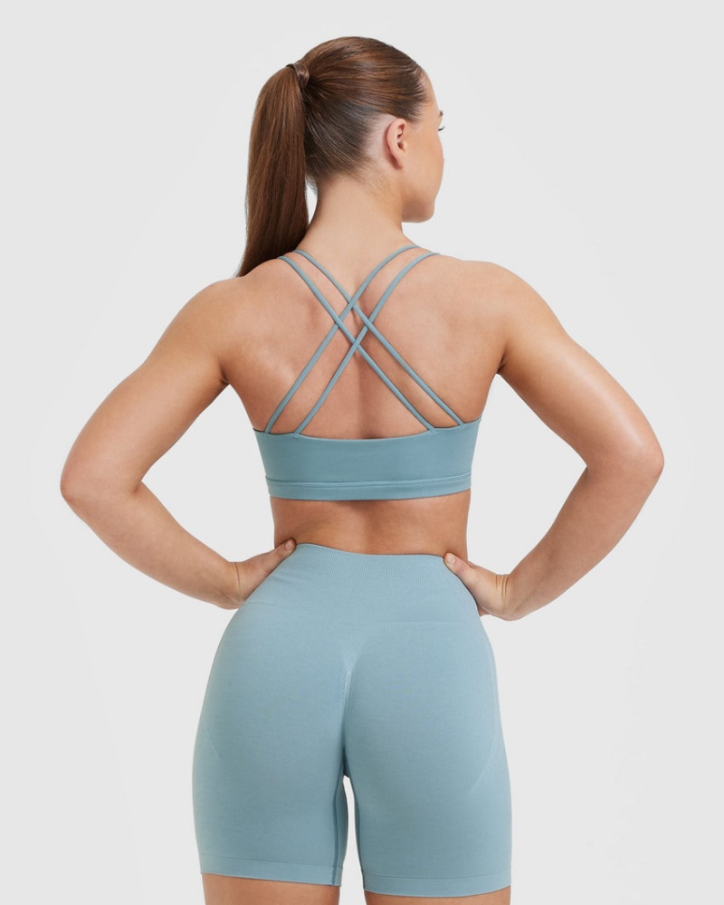 Oner Active Everyday Cross Over Bralette Sports Bras Grau Blau | FCKQLMN-96