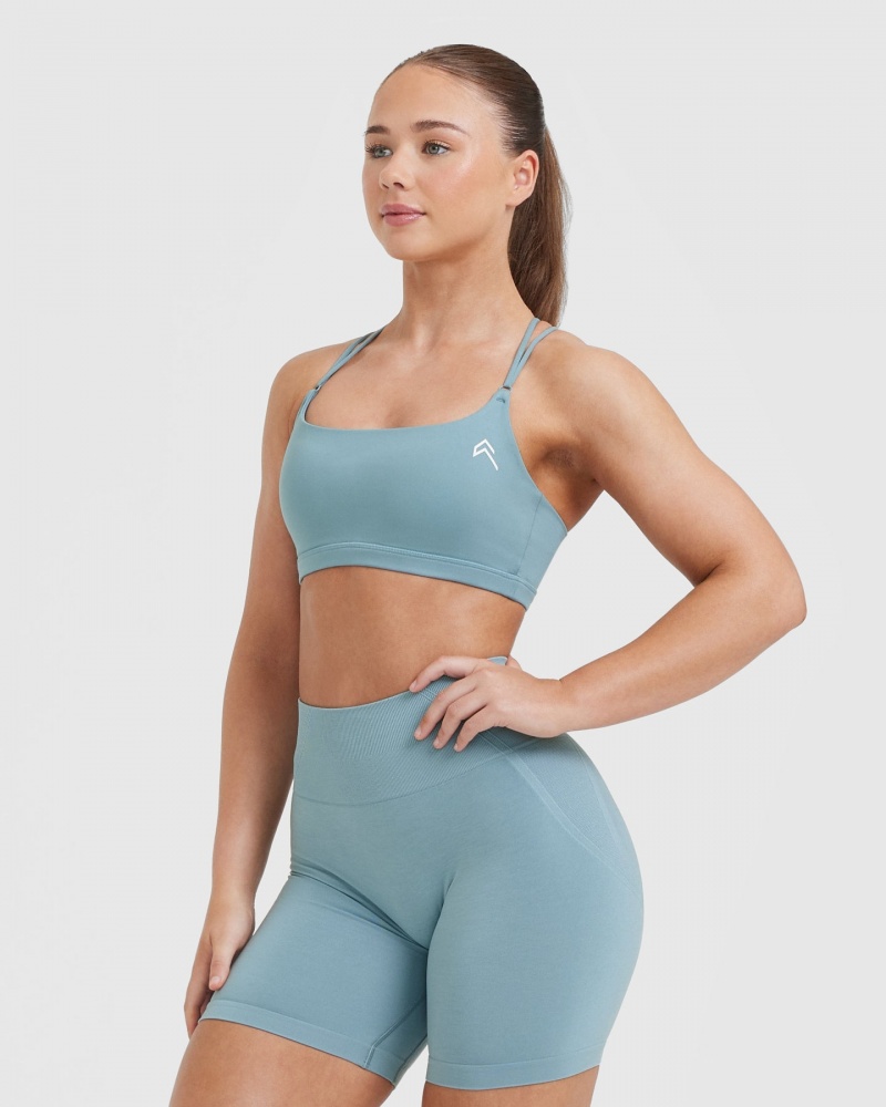 Oner Active Everyday Cross Over Bralette Sports Bras Grau Blau | FCKQLMN-96