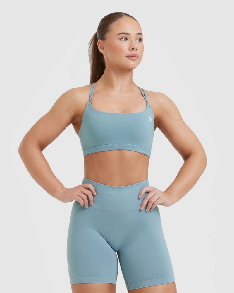 Oner Active Everyday Cross Over Bralette Sports Bras Grau Blau | FCKQLMN-96