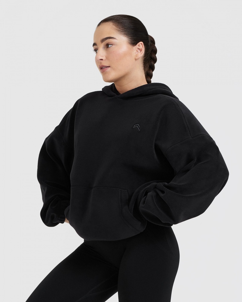 Oner Active Fleece Oversized Hoodie Schwarz | UCTLNEP-30