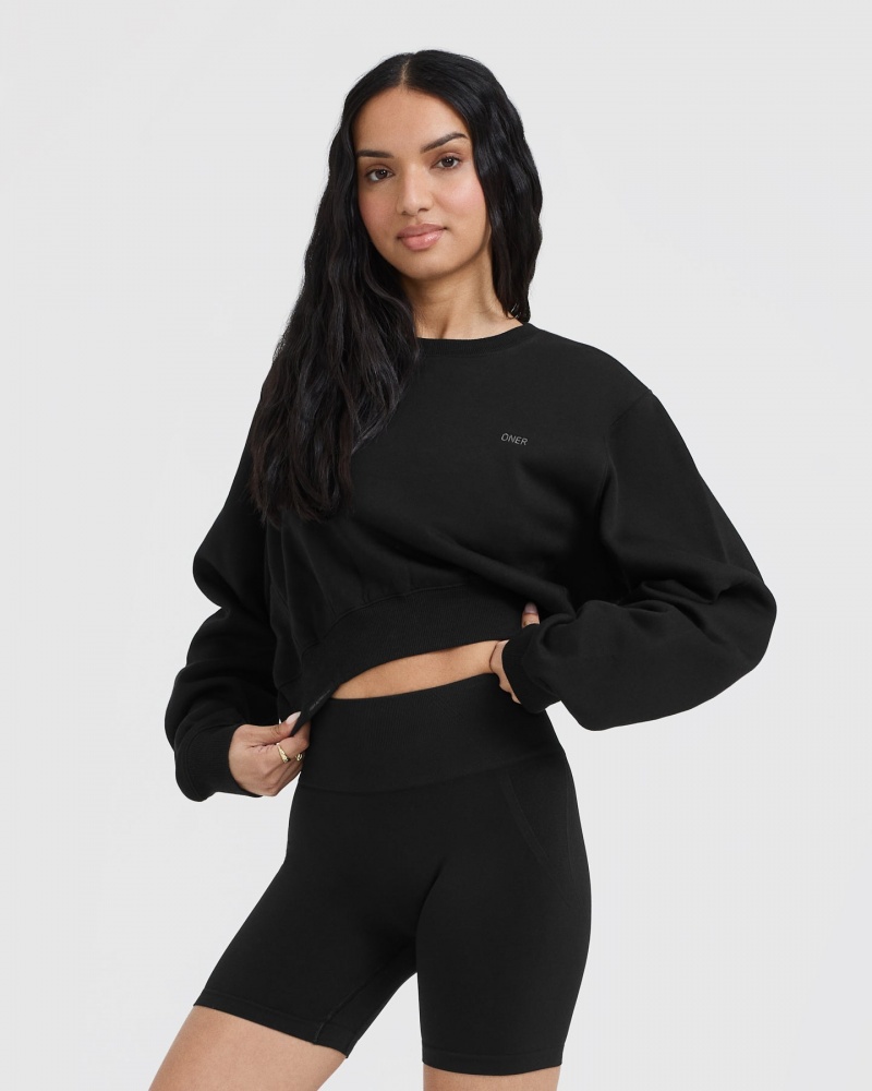 Oner Active Foundations Crop Sweatshirts Schwarz | THPOZSX-47