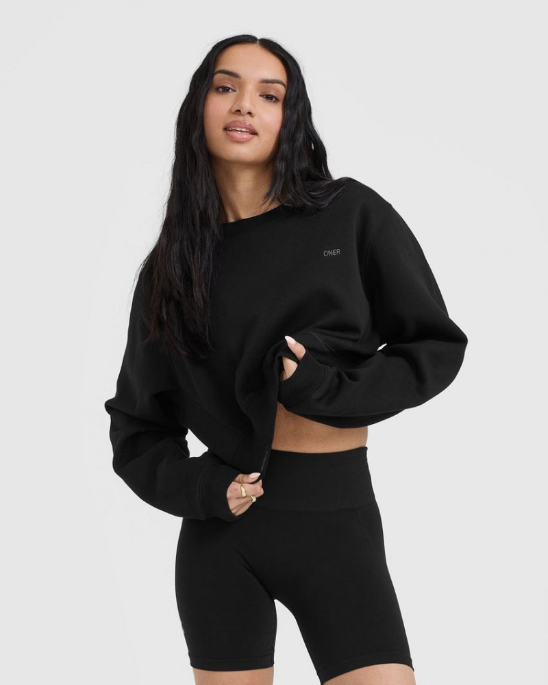 Oner Active Foundations Crop Sweatshirts Schwarz | THPOZSX-47