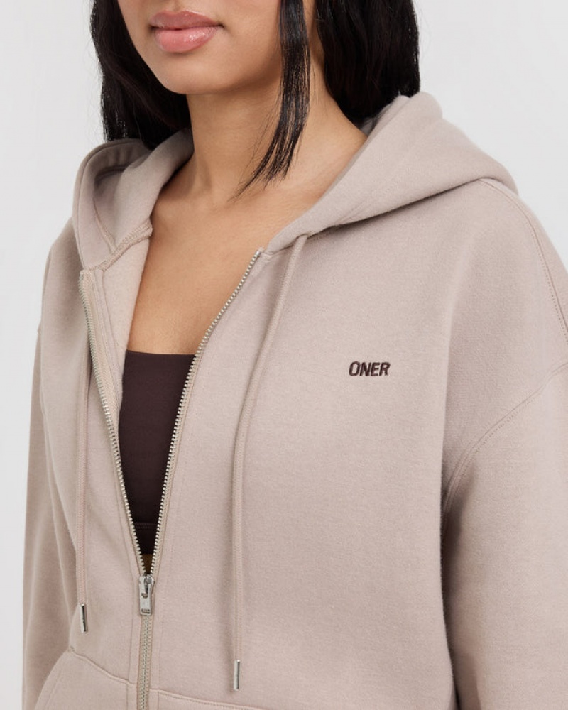 Oner Active Foundations Zip Through Hoodie Hellbraun | NLUPBYS-42