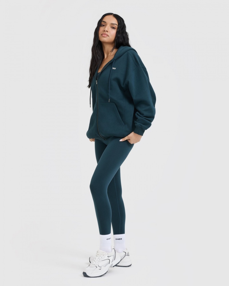 Oner Active Foundations Zip Through Hoodie Blau | EXAFHVD-10