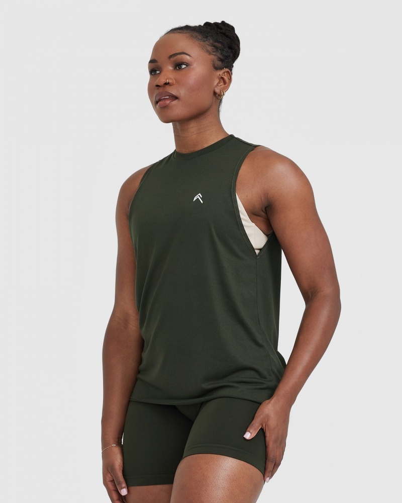 Oner Active Go To Muscle T-shirts Khaki Grün | BUNSHEF-49