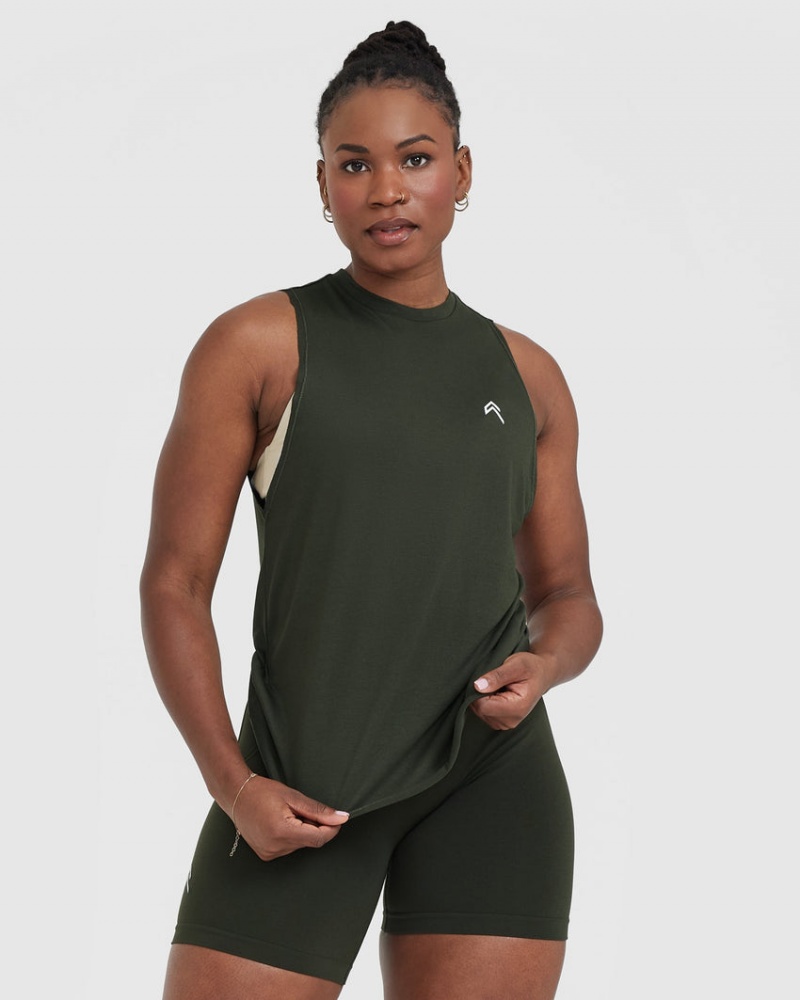 Oner Active Go To Muscle T-shirts Khaki Grün | BUNSHEF-49