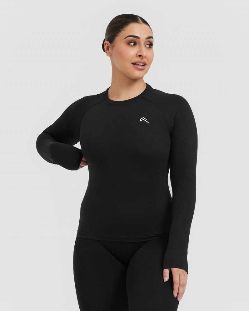 Oner Active Go To Seamless Fitted Long Sleeve T-shirts Schwarz | GCEMAZQ-13