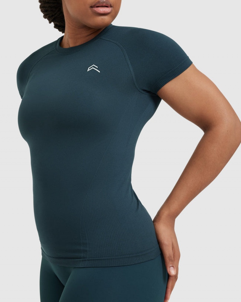 Oner Active Go To Seamless Fitted T-shirts Blau | QZIJMNA-40