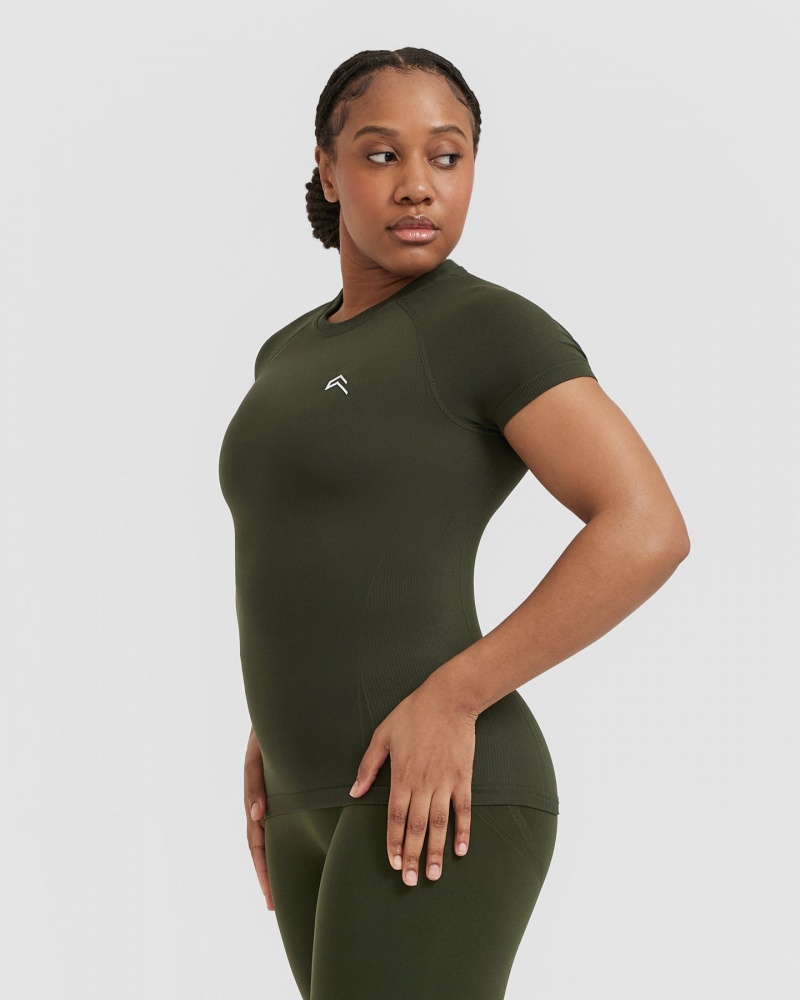 Oner Active Go To Seamless Fitted T-shirts Khaki | HOCMLFX-96