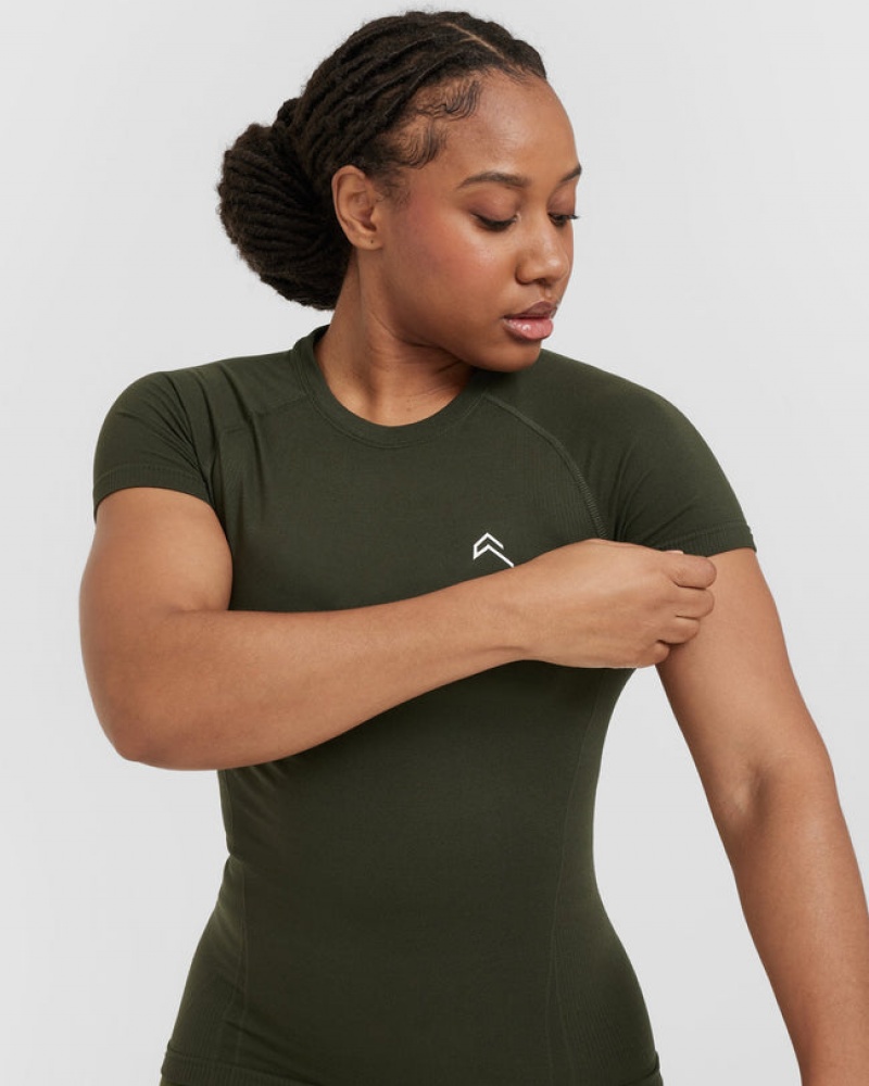 Oner Active Go To Seamless Fitted T-shirts Khaki | HOCMLFX-96