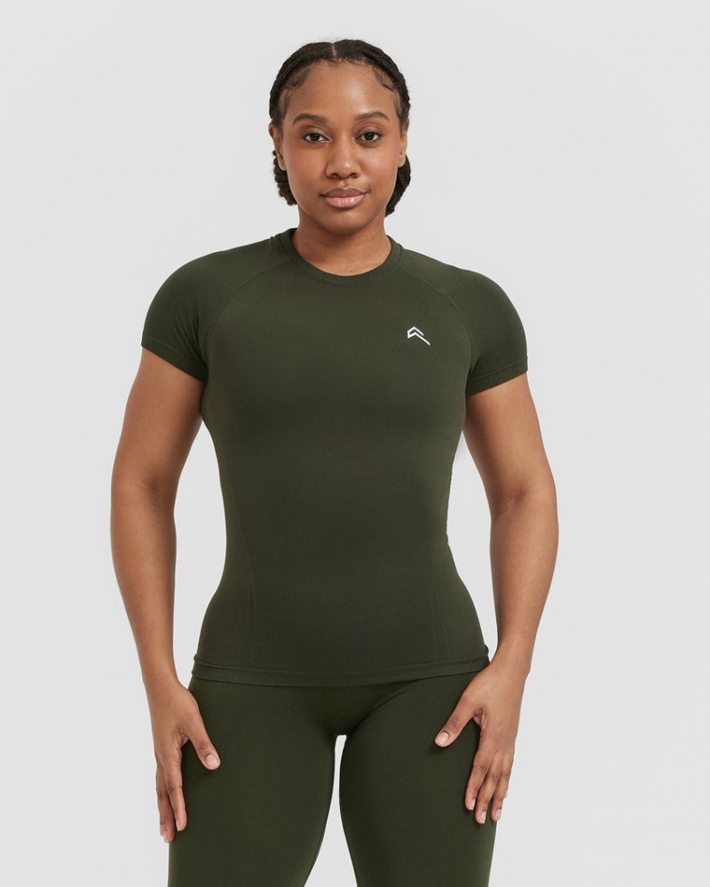 Oner Active Go To Seamless Fitted T-shirts Khaki | HOCMLFX-96