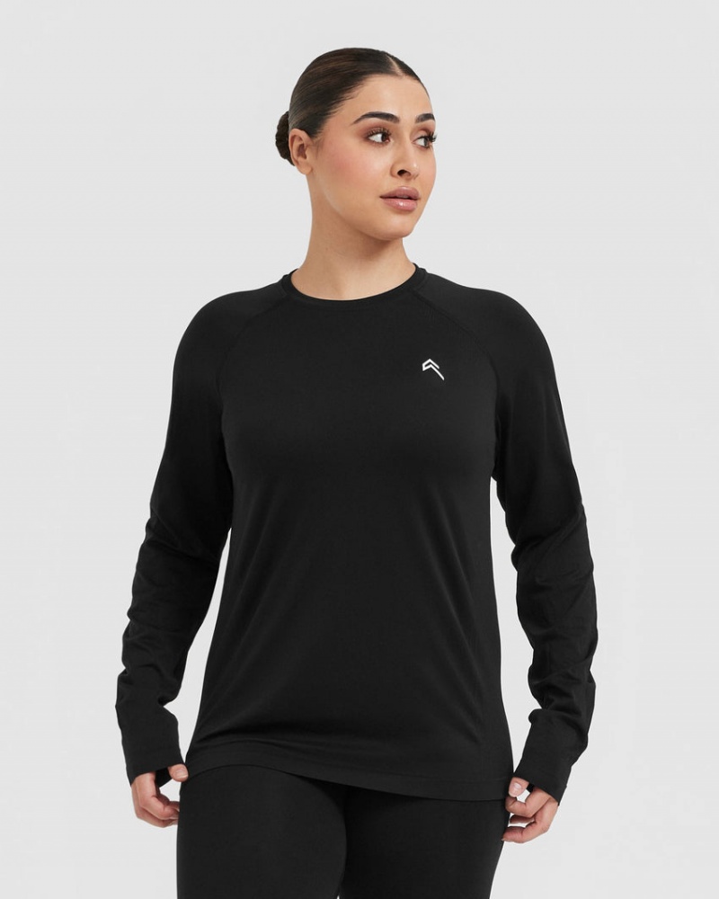 Oner Active Go To Seamless Loose Long Sleeve T-shirts Schwarz | OFEJTSA-56