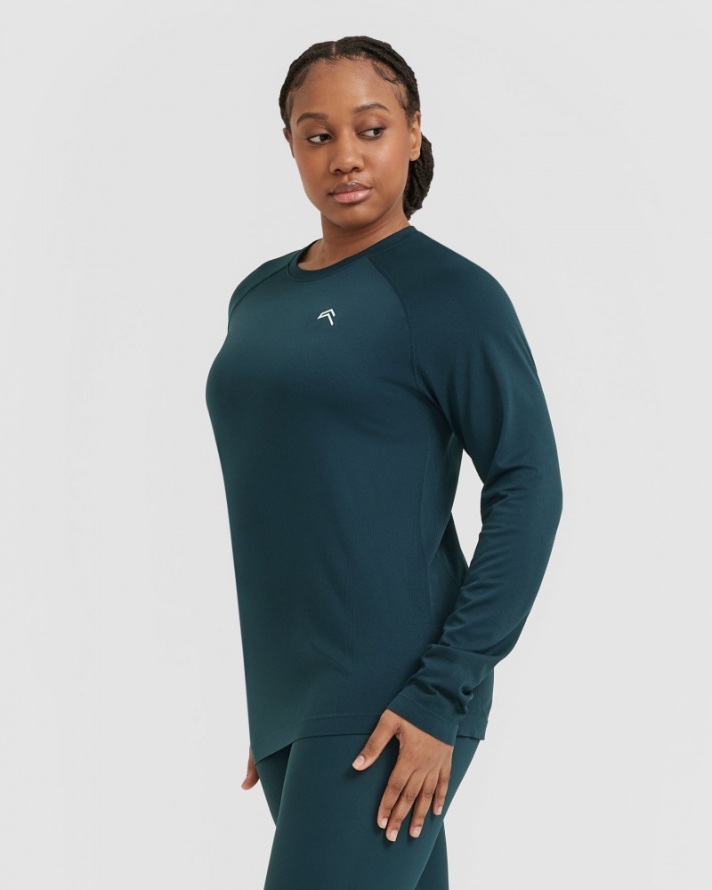 Oner Active Go To Seamless Loose Long Sleeve T-shirts Blau | SEZKIVC-17