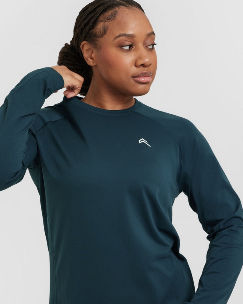 Oner Active Go To Seamless Loose Long Sleeve T-shirts Blau | SEZKIVC-17