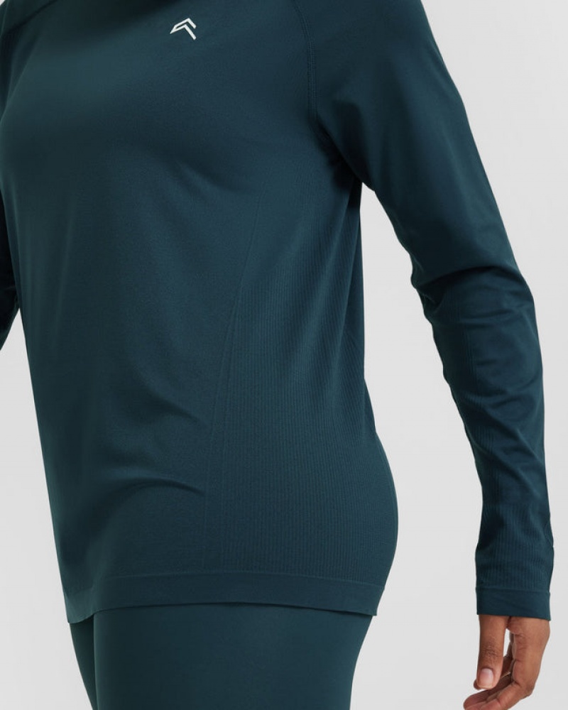 Oner Active Go To Seamless Loose Long Sleeve T-shirts Blau | SEZKIVC-17