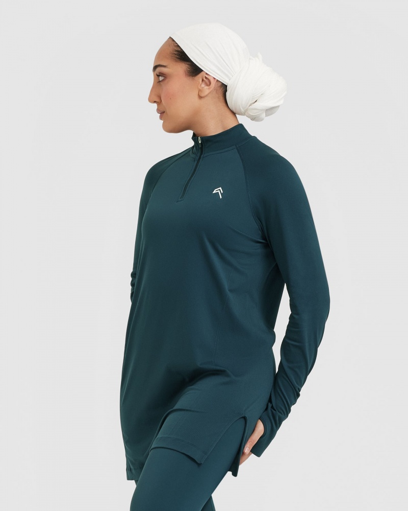 Oner Active Go To Seamless Loose Long Sleeve Longline T-shirts Blau | NJMOSEY-49