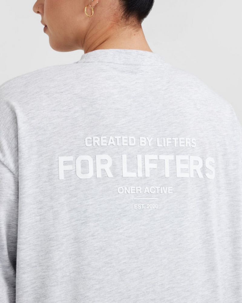 Oner Active Klassische Lifters Graphic Oversized Laufschuhe Long Sleeve T-shirts Hellgrau | KTGLNZO-16